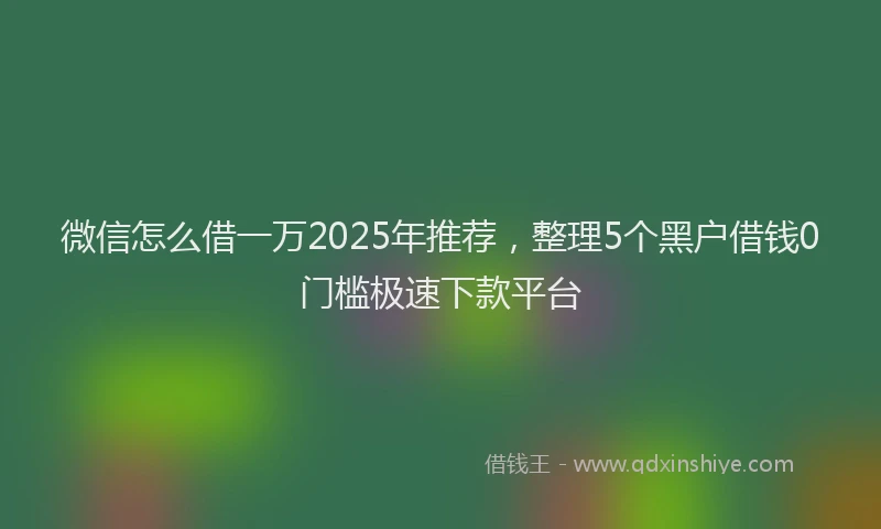 微信怎么借一万2025年推荐，整理5个黑户借钱0门槛极速下款平台