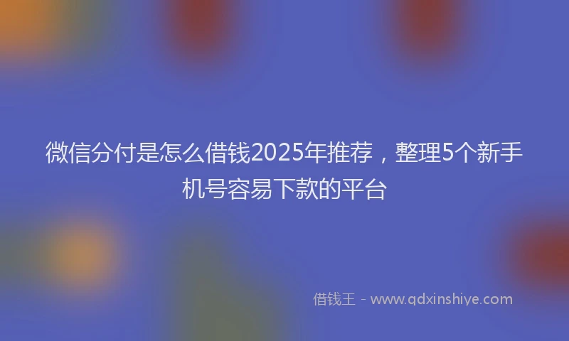 微信分付是怎么借钱2025年推荐，整理5个新手机号容易下款的平台