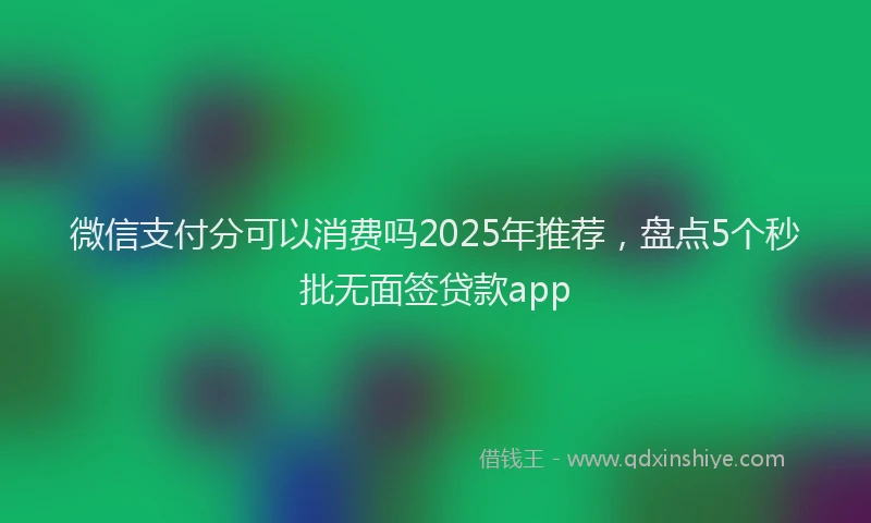 微信支付分可以消费吗2025年推荐，盘点5个秒批无面签贷款app