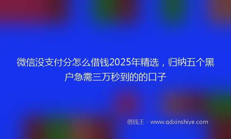 微信没支付分怎么借钱2025年精选，归纳五个黑户急需三万秒到的的口子
