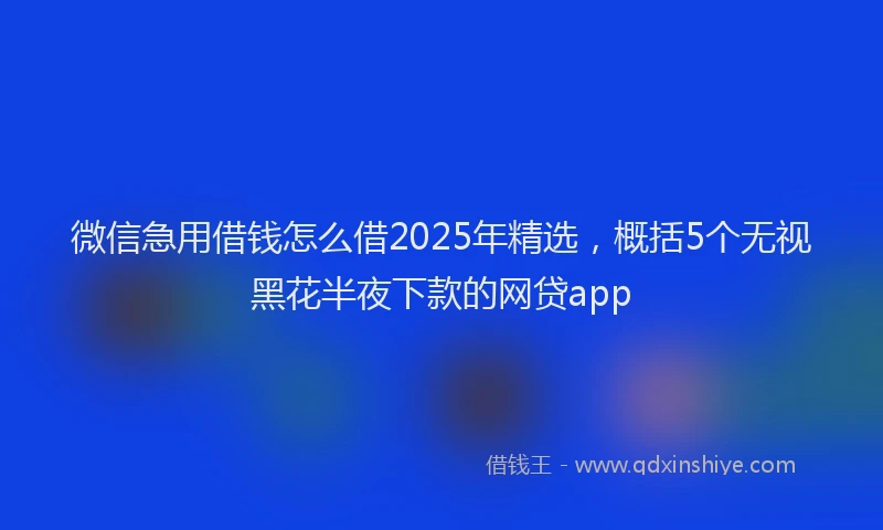 微信急用借钱怎么借2025年精选，概括5个无视黑花半夜下款的网贷app