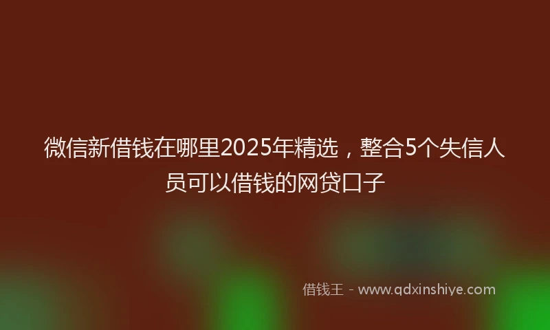微信新借钱在哪里2025年精选，整合5个失信人员可以借钱的网贷口子