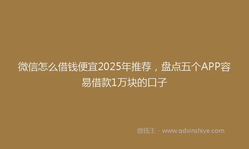 微信怎么借钱便宜2025年推荐，盘点五个APP容易借款1万块的口子