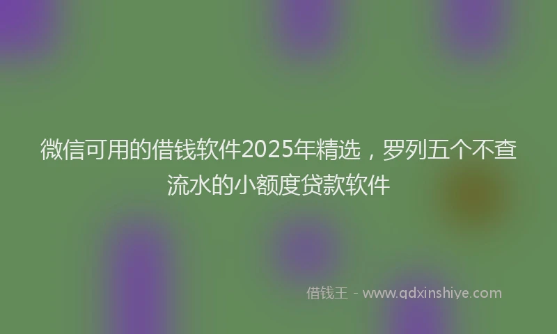 微信可用的借钱软件2025年精选，罗列五个不查流水的小额度贷款软件