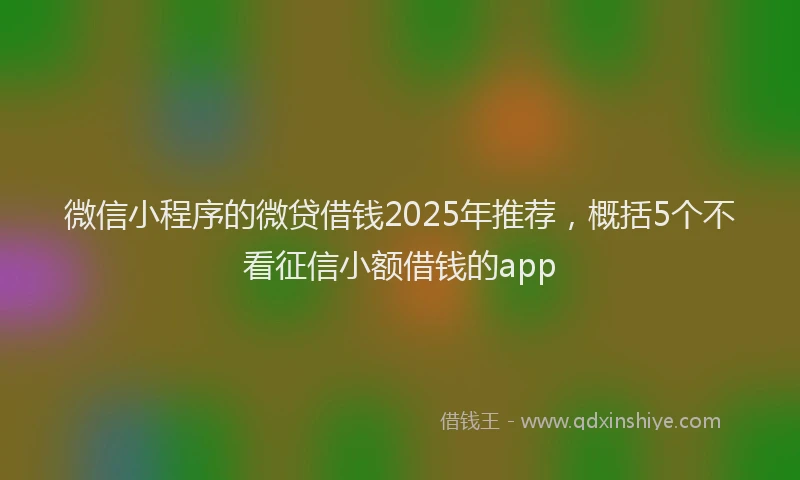 微信小程序的微贷借钱2025年推荐，概括5个不看征信小额借钱的app