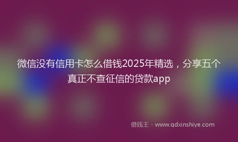 微信没有信用卡怎么借钱2025年精选，分享五个真正不查征信的贷款app