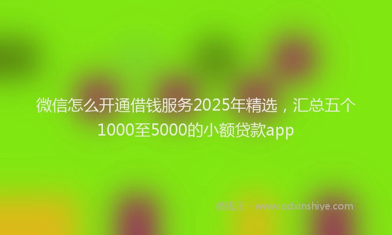 微信怎么开通借钱服务2025年精选，汇总五个1000至5000的小额贷款app