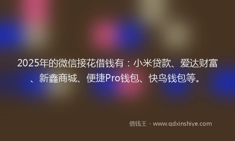 2025年的微信接花借钱有：小米贷款、爱达财富、新鑫商城、便捷Pro钱包、快鸟钱包等。