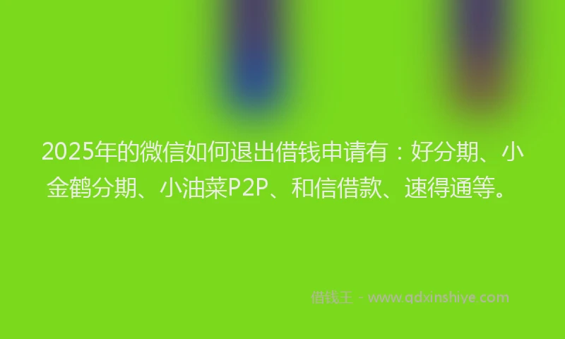2025年的微信如何退出借钱申请有：好分期、小金鹤分期、小油菜P2P、和信借款、速得通等。