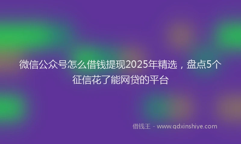 微信公众号怎么借钱提现2025年精选，盘点5个征信花了能网贷的平台