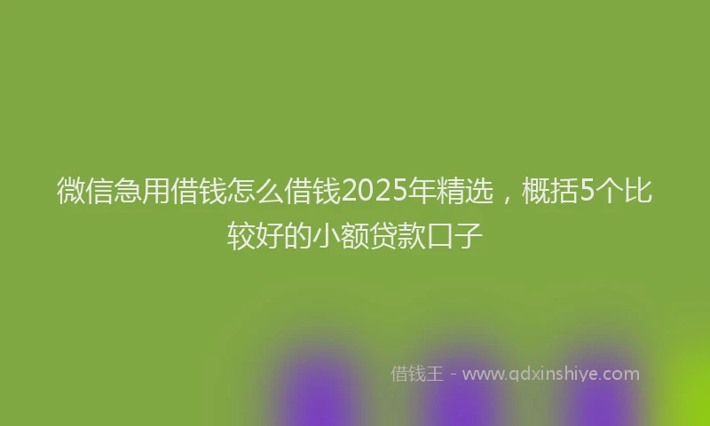 微信急用借钱怎么借钱2025年精选，概括5个比较好的小额贷款口子