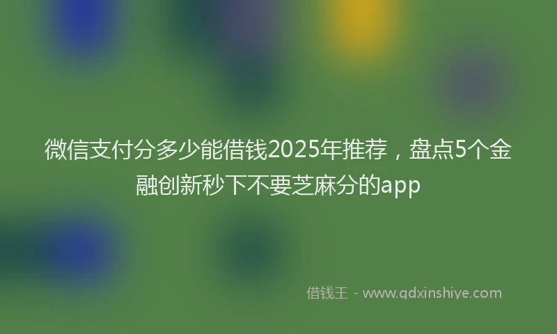 微信支付分多少能借钱2025年推荐，盘点5个金融创新秒下不要芝麻分的app