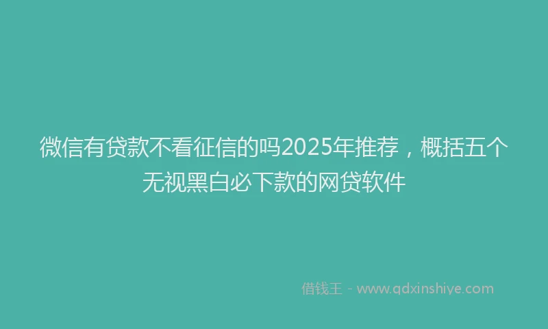 微信有贷款不看征信的吗2025年推荐，概括五个无视黑白必下款的网贷软件