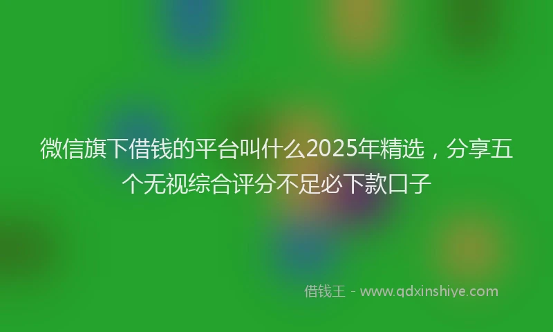 微信旗下借钱的平台叫什么2025年精选，分享五个无视综合评分不足必下款口子
