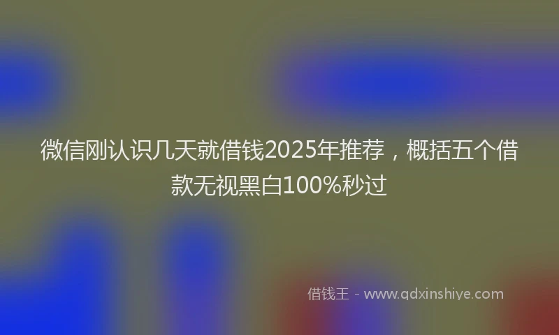 微信刚认识几天就借钱2025年推荐，概括五个借款无视黑白100%秒过