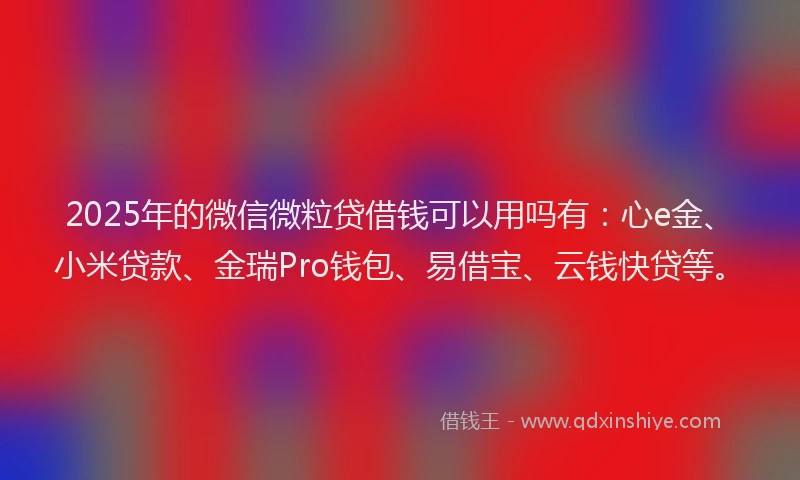 2025年的微信微粒贷借钱可以用吗有：心e金、小米贷款、金瑞Pro钱包、易借宝、云钱快贷等。