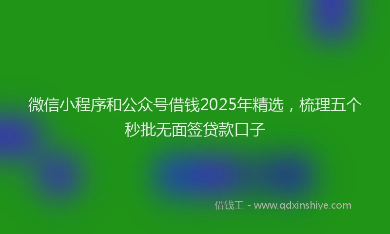微信小程序和公众号借钱2025年精选，梳理五个秒批无面签贷款口子