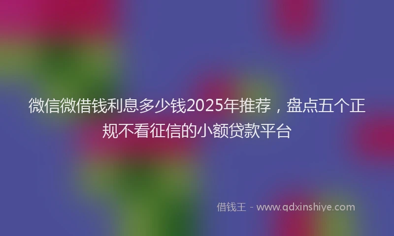 微信微借钱利息多少钱2025年推荐，盘点五个正规不看征信的小额贷款平台