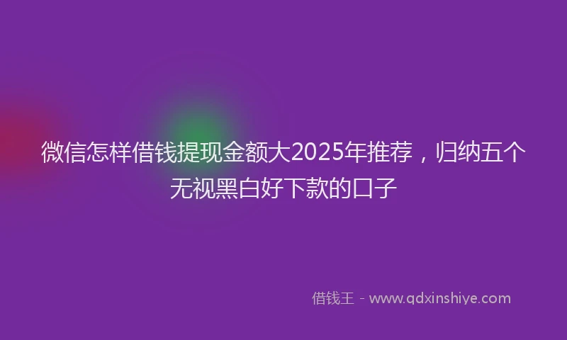 微信怎样借钱提现金额大2025年推荐，归纳五个无视黑白好下款的口子
