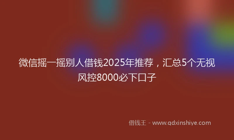 微信摇一摇别人借钱2025年推荐，汇总5个无视风控8000必下口子