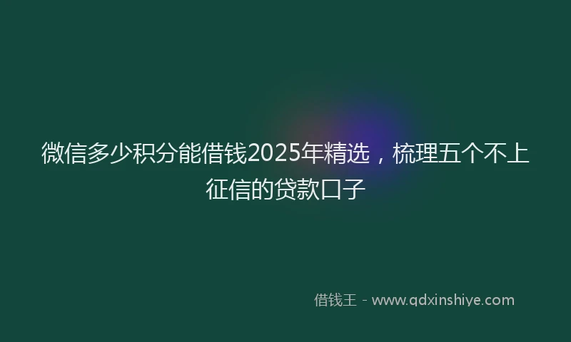微信多少积分能借钱2025年精选，梳理五个不上征信的贷款口子