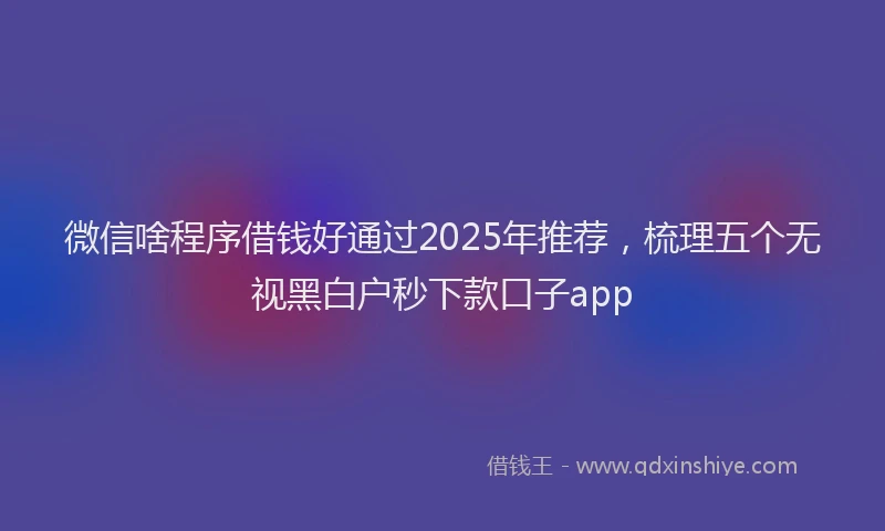 微信啥程序借钱好通过2025年推荐，梳理五个无视黑白户秒下款口子app