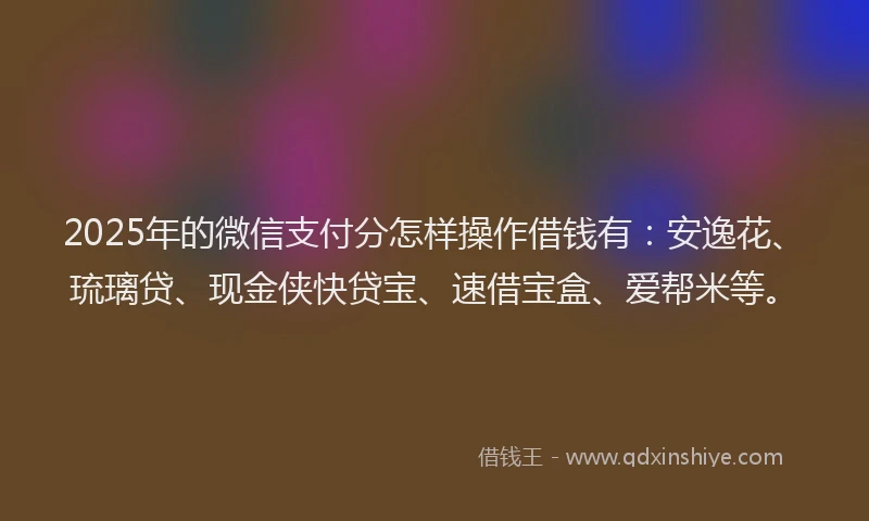 2025年的微信支付分怎样操作借钱有：安逸花、琉璃贷、现金侠快贷宝、速借宝盒、爱帮米等。