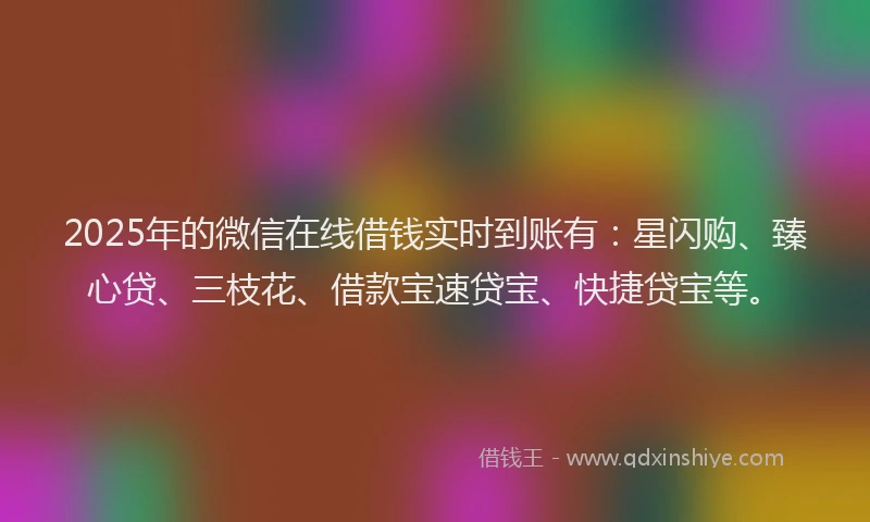 2025年的微信在线借钱实时到账有：星闪购、臻心贷、三枝花、借款宝速贷宝、快捷贷宝等。