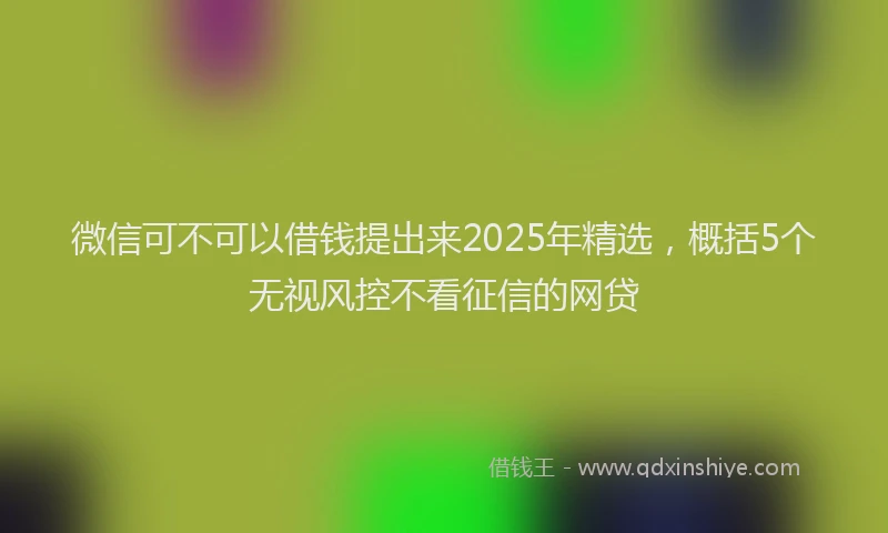 微信可不可以借钱提出来2025年精选，概括5个无视风控不看征信的网贷