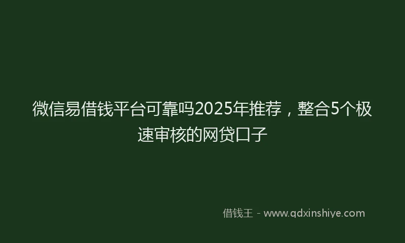 微信易借钱平台可靠吗2025年推荐，整合5个极速审核的网贷口子