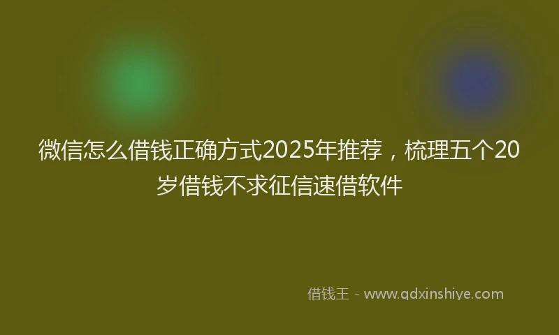 微信怎么借钱正确方式2025年推荐，梳理五个20岁借钱不求征信速借软件