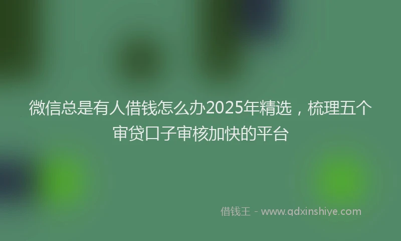 微信总是有人借钱怎么办2025年精选，梳理五个审贷口子审核加快的平台