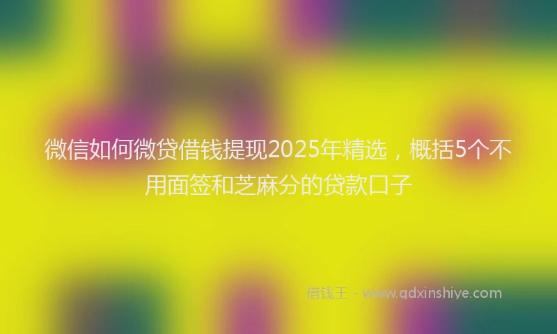 微信如何微贷借钱提现2025年精选，概括5个不用面签和芝麻分的贷款口子