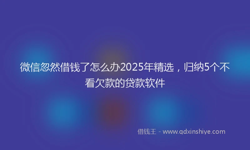 微信忽然借钱了怎么办2025年精选，归纳5个不看欠款的贷款软件