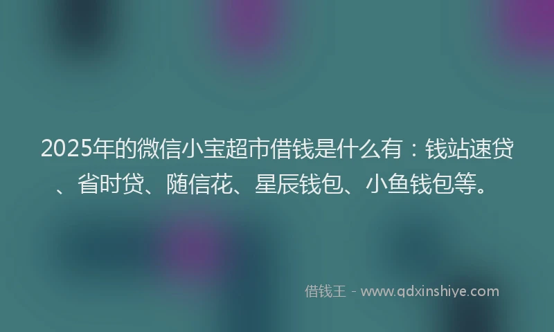 2025年的微信小宝超市借钱是什么有：钱站速贷、省时贷、随信花、星辰钱包、小鱼钱包等。