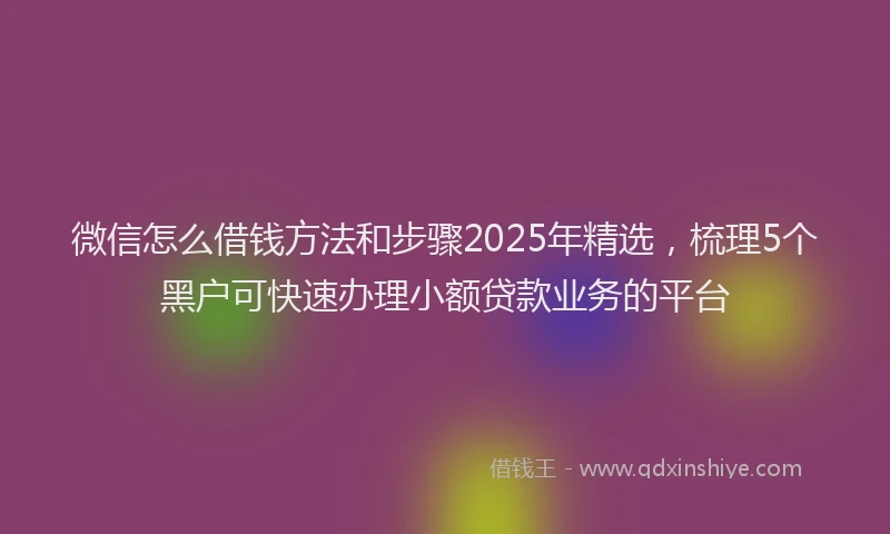 微信怎么借钱方法和步骤2025年精选，梳理5个黑户可快速办理小额贷款业务的平台