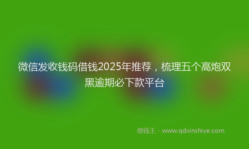 微信发收钱码借钱2025年推荐，梳理五个高炮双黑逾期必下款平台