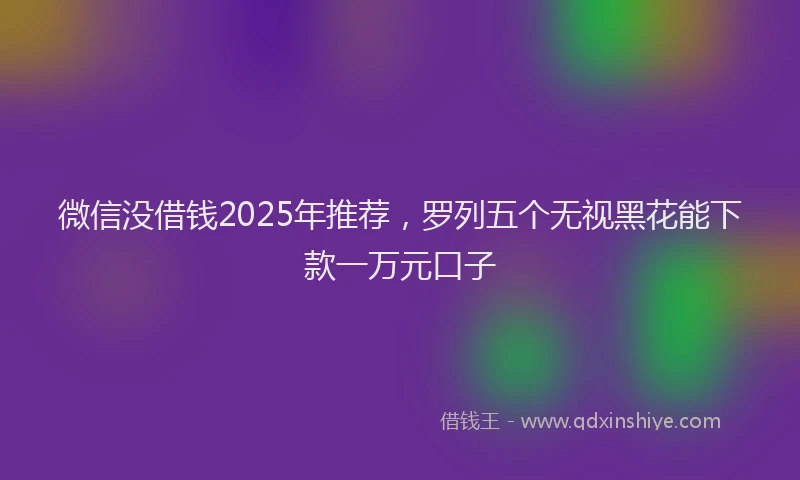 微信没借钱2025年推荐，罗列五个无视黑花能下款一万元口子