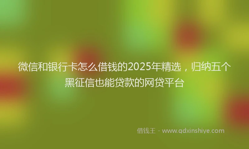 微信和银行卡怎么借钱的2025年精选，归纳五个黑征信也能贷款的网贷平台