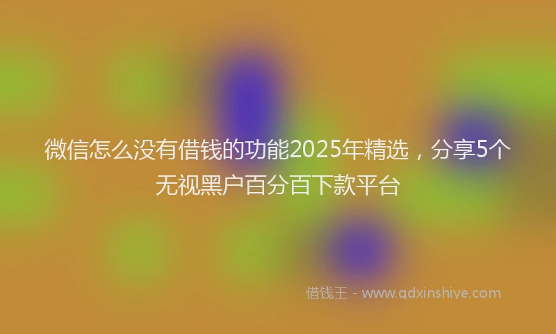 微信怎么没有借钱的功能2025年精选，分享5个无视黑户百分百下款平台
