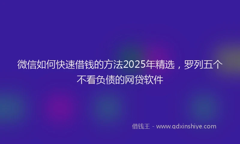 微信如何快速借钱的方法2025年精选，罗列五个不看负债的网贷软件