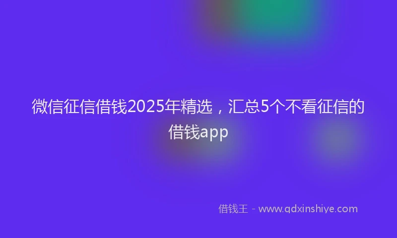 微信征信借钱2025年精选，汇总5个不看征信的借钱app