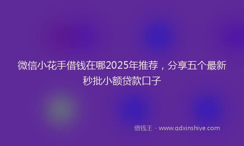 微信小花手借钱在哪2025年推荐，分享五个最新秒批小额贷款口子