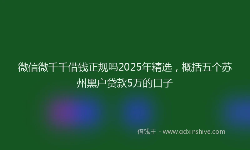 微信微千千借钱正规吗2025年精选，概括五个苏州黑户贷款5万的口子