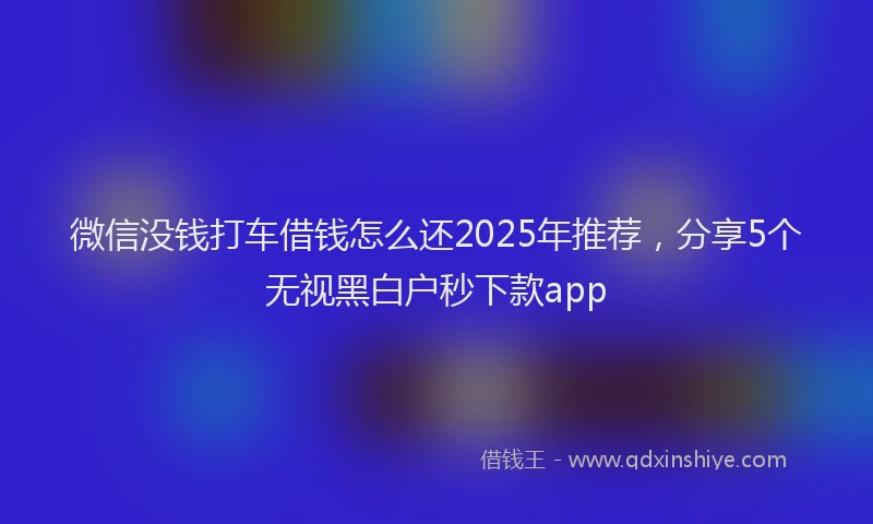 微信没钱打车借钱怎么还2025年推荐，分享5个无视黑白户秒下款app