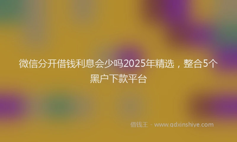 微信分开借钱利息会少吗2025年精选，整合5个黑户下款平台