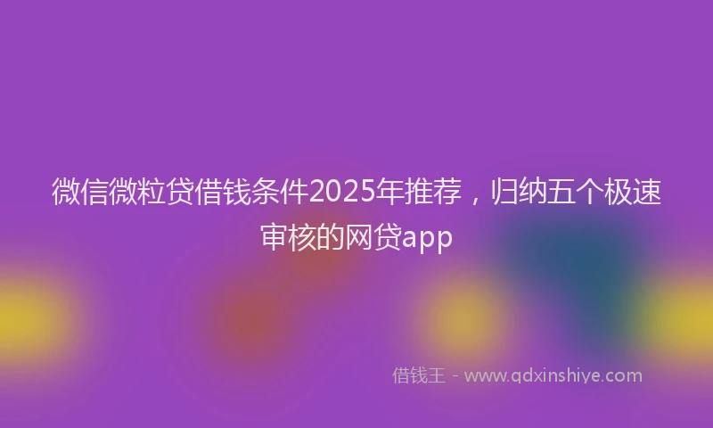 微信微粒贷借钱条件2025年推荐，归纳五个极速审核的网贷app
