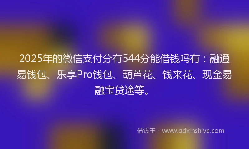 2025年的微信支付分有544分能借钱吗有：融通易钱包、乐享Pro钱包、葫芦花、钱来花、现金易融宝贷途等。
