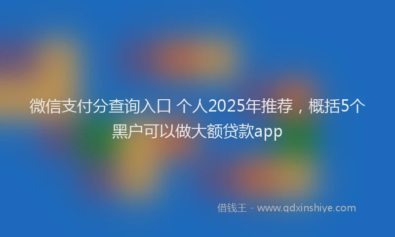 微信支付分查询入口 个人2025年推荐，概括5个黑户可以做大额贷款app
