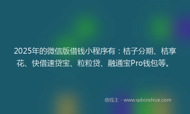 2025年的微信版借钱小程序有：桔子分期、桔享花、快借速贷宝、粒粒贷、融通宝Pro钱包等。